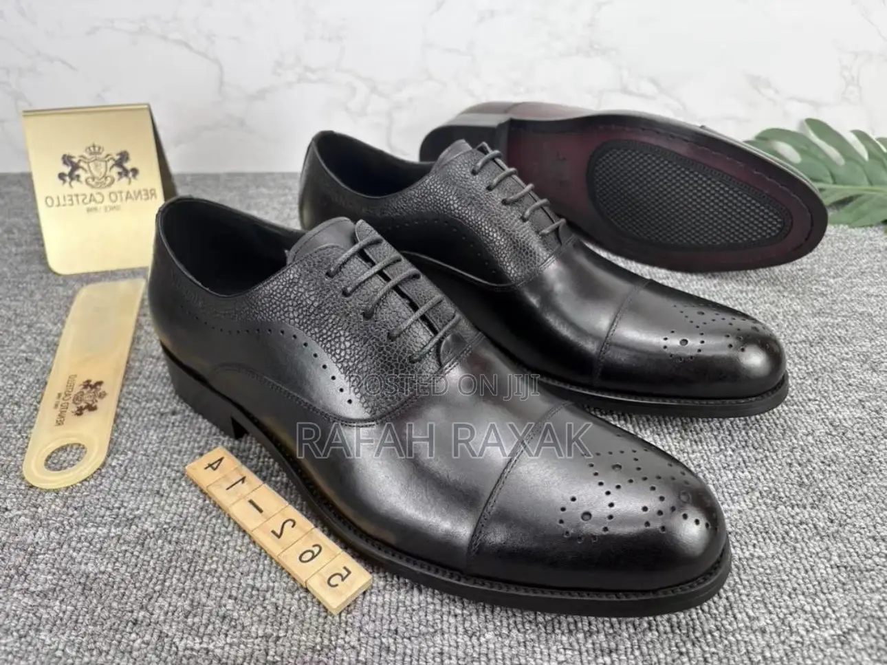 Original Black Leather Renato Castello Men’S Formal Oxford Shoes