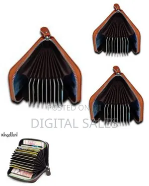 Men Wallet Leather Card Case With External Zipper, 11 Slots Interior