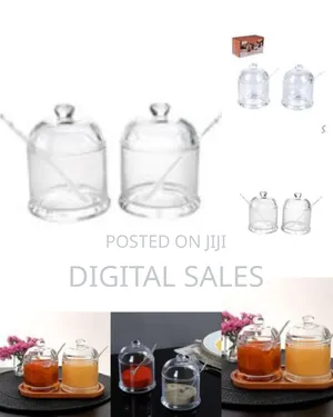2 PCS Glass Seasoning Sugar Jar, Glass Sugar Bowl Clear Storage.