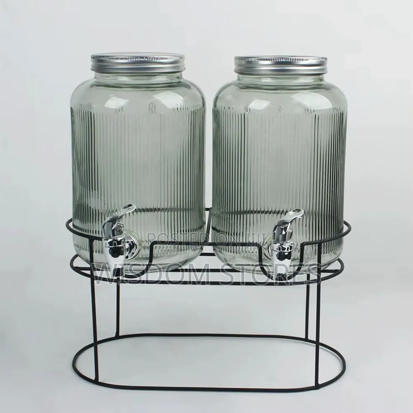 Double Glass Beverage Dispenser Set With a Metal Stand. 5.5l