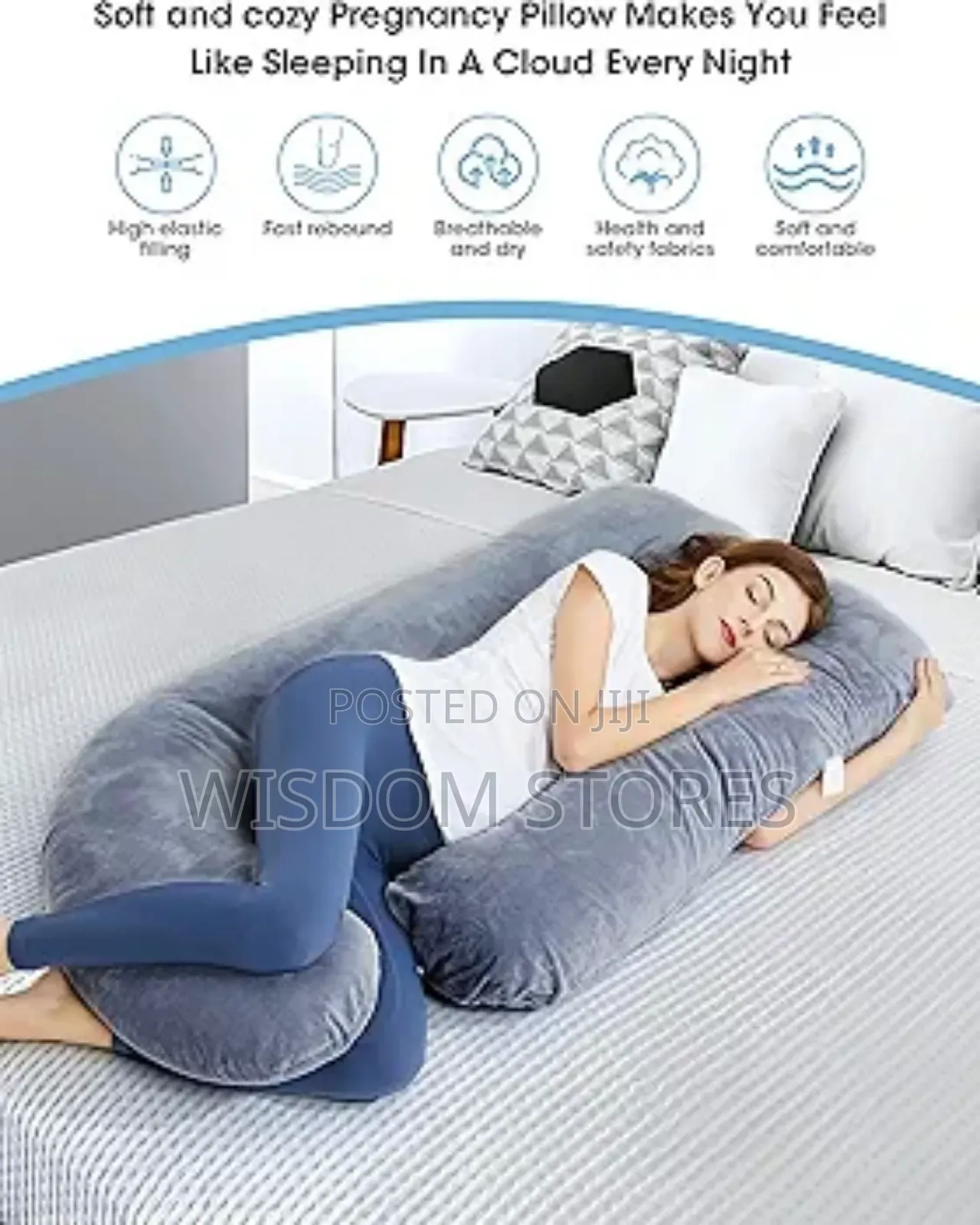 U Shaped Full Body Maternity Pillow With Removable Jersey Cover