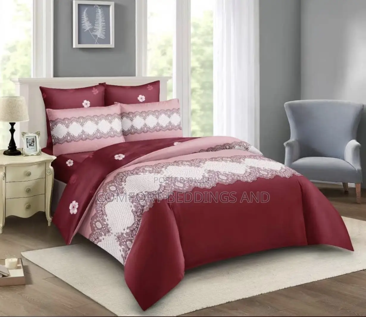 Six By Six Bedcover Maroon