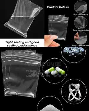 100pcs Poly Zip Lock Bags, Reclosable PVC Ziplock Bags, Waterproof.