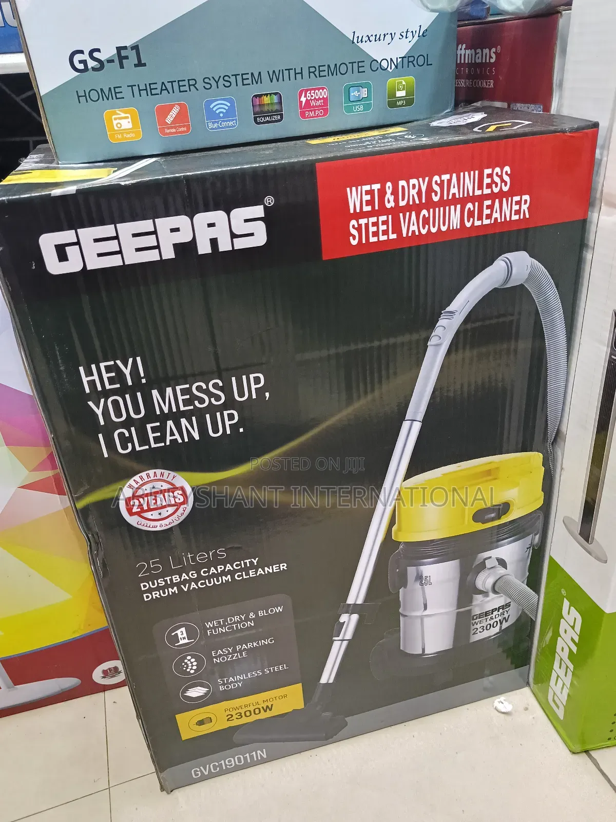 Geepas 25l Wet Dry Stainless Steel Vacuum Cleaner