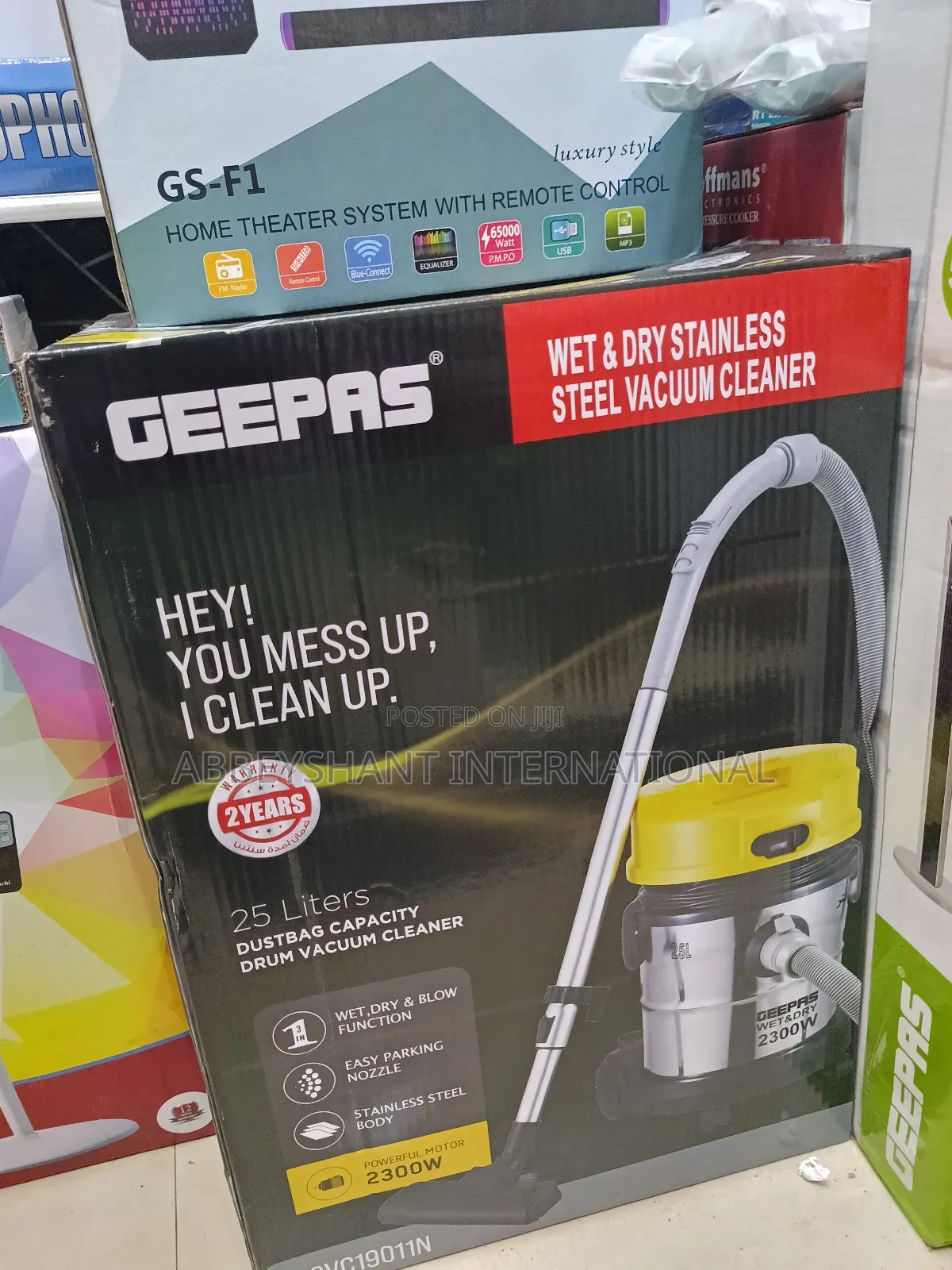 Geepas 25l Wet Dry Stainless Steel Vacuum Cleaner