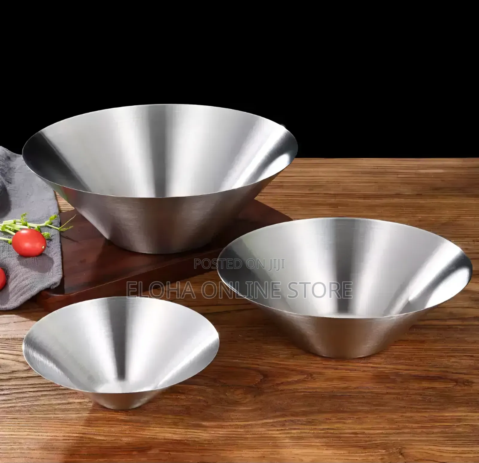 3pcs Conical Stainless Steel Bowls