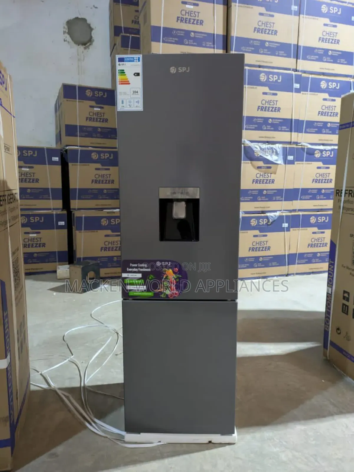 SPJ 379l Fridge With Bottom Freezer Double Door and Water Dispenser .