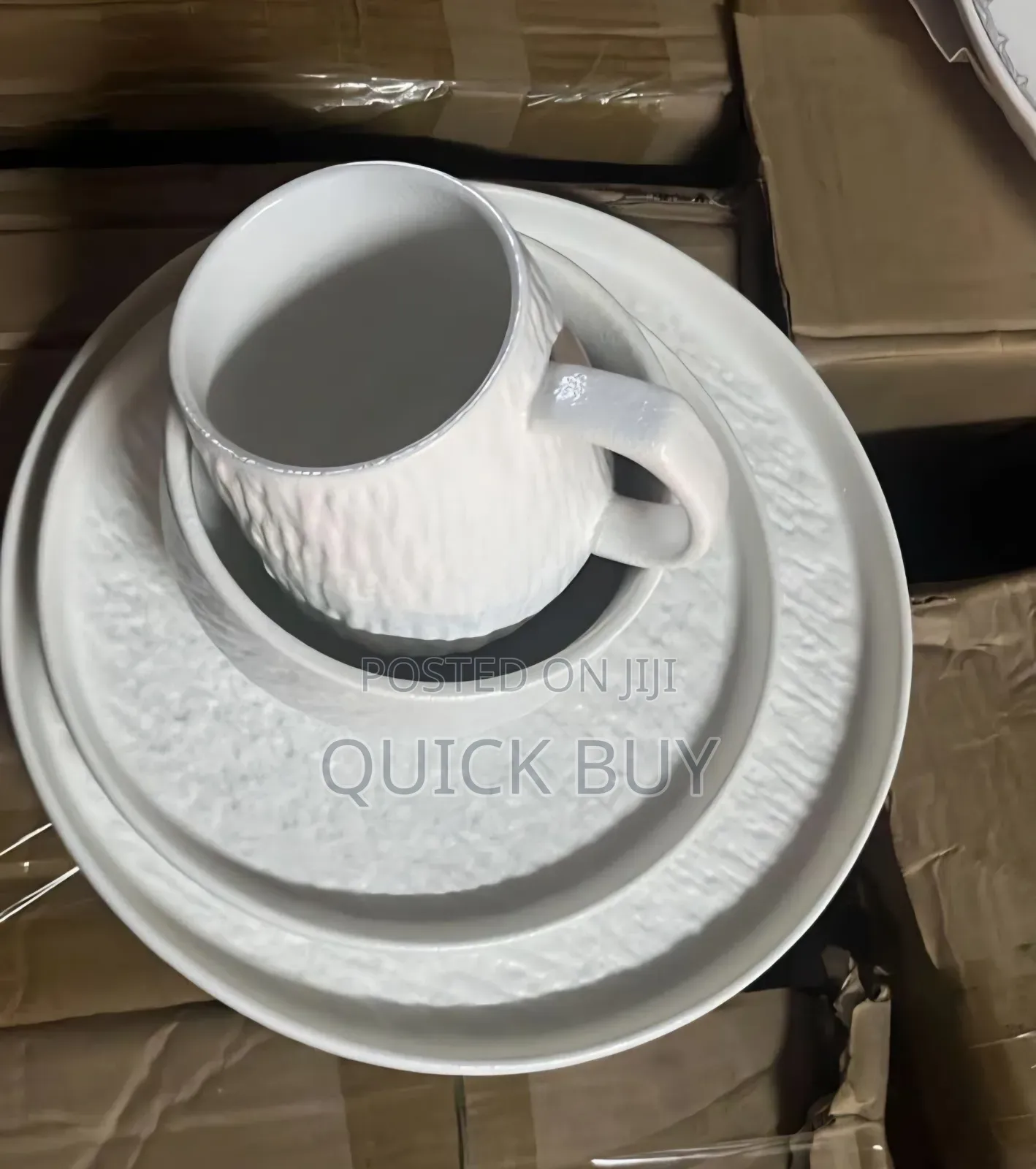 24-Piece Ceramic Dinner Set With a Rock-Glazed or Textured Matte