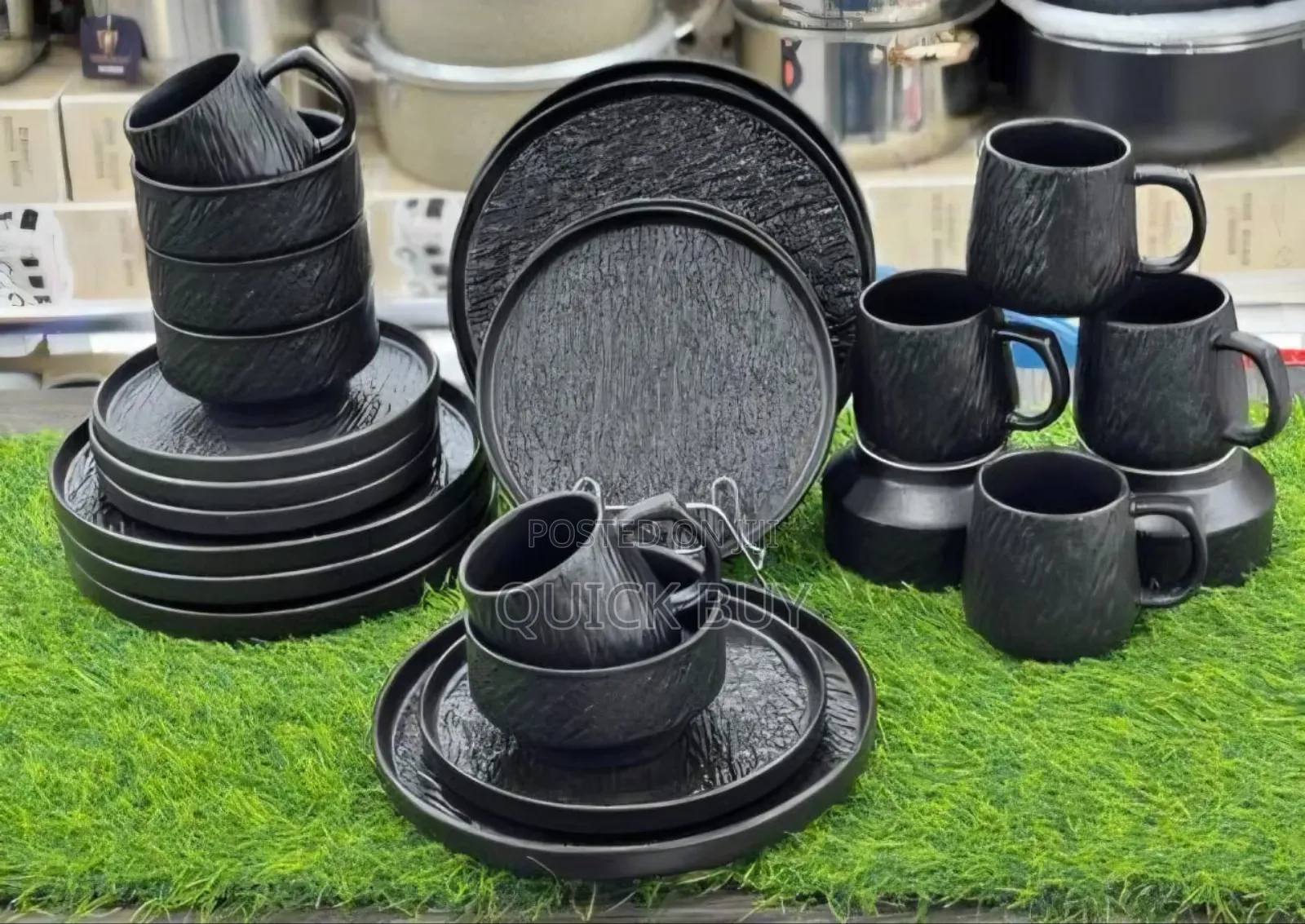 24-Piece Ceramic Dinner Set With a Rock-Glazed or Textured Matte