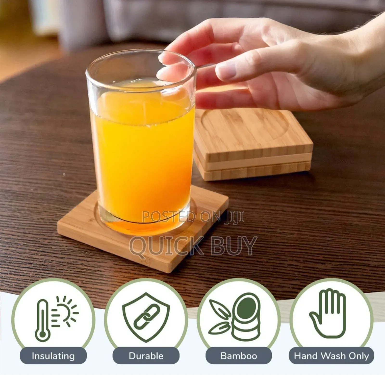 12pcs Premium Natural Wood Bamboo Tabletop Coasters