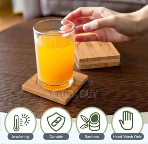 12pcs Premium Natural Wood Bamboo Tabletop Coasters