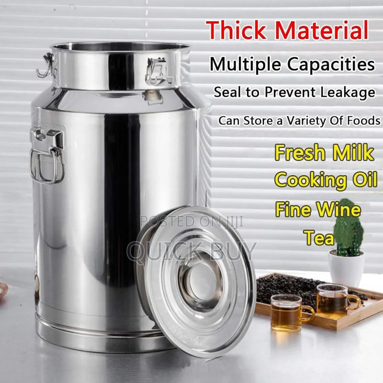 10 Litres Multifunctional Stainless Steel Airtight Milk Can