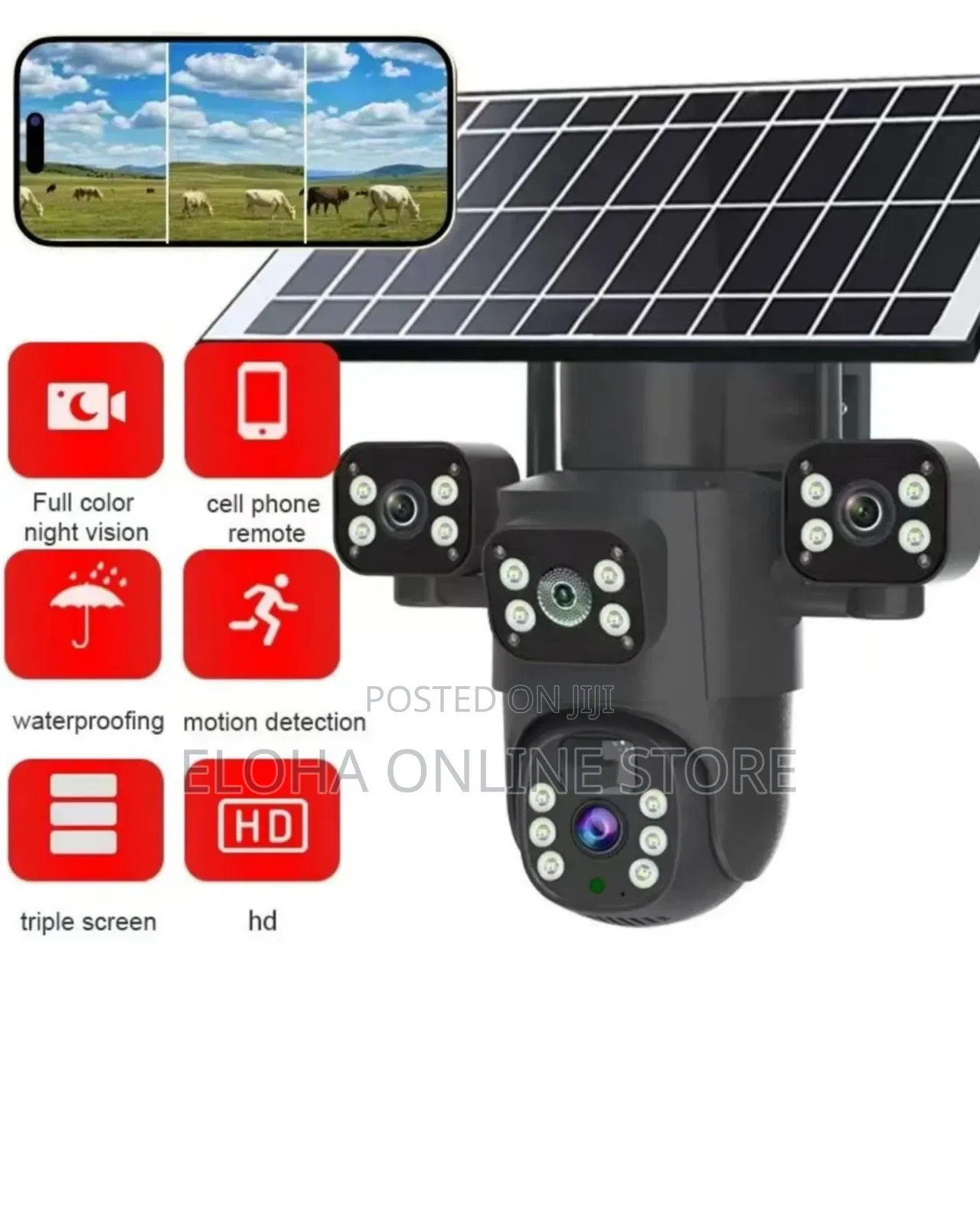 V380 Pro Solar-Powered Smart Alarm PTZ Security Camera System