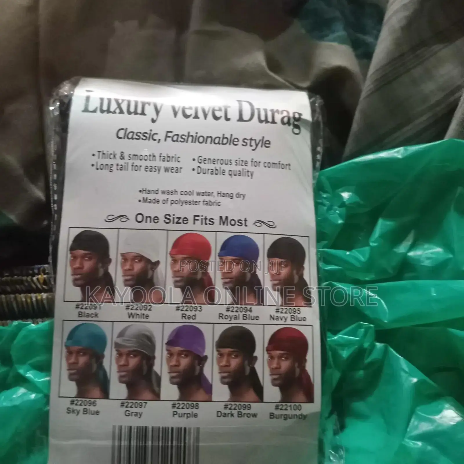 Unisex Velvet Durag Long Tail Head Wrap Bandana Beanies