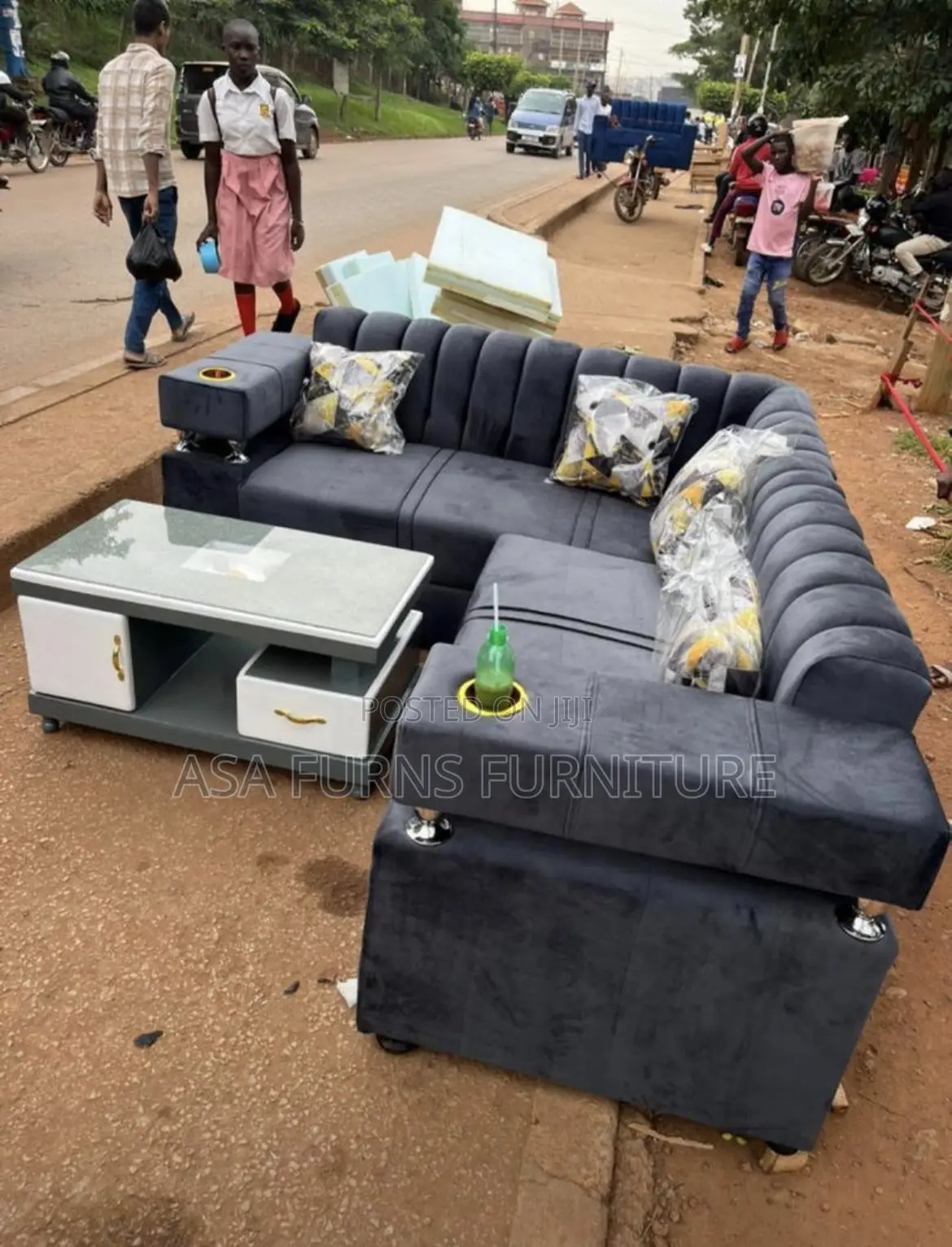 L Sofa Set and Medium Center Table
