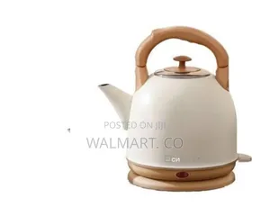 Stylish Retro Electric Kettle With Wood Grain Accents