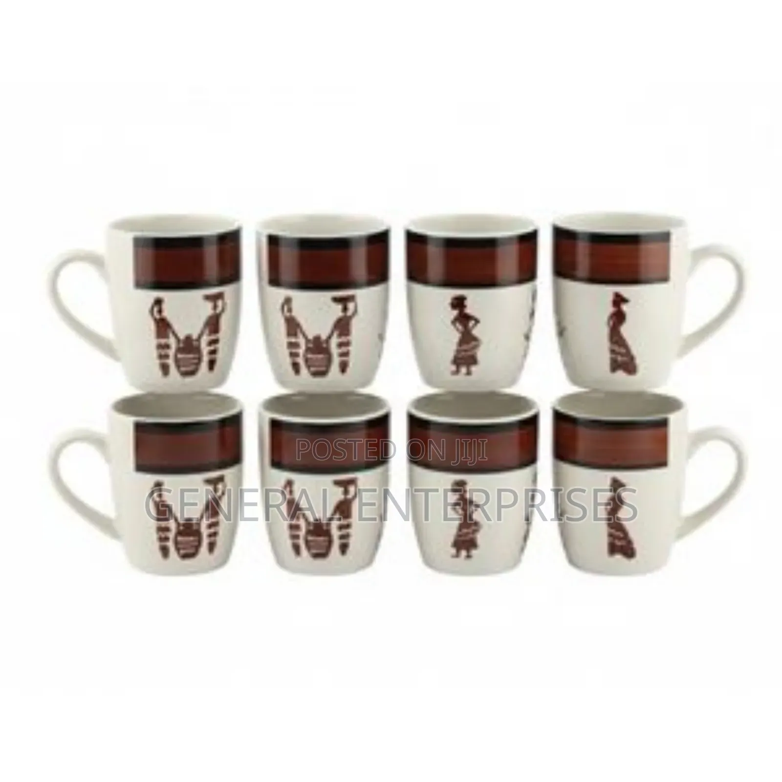 Set of 6 Brown Colored Ceramic Mugs