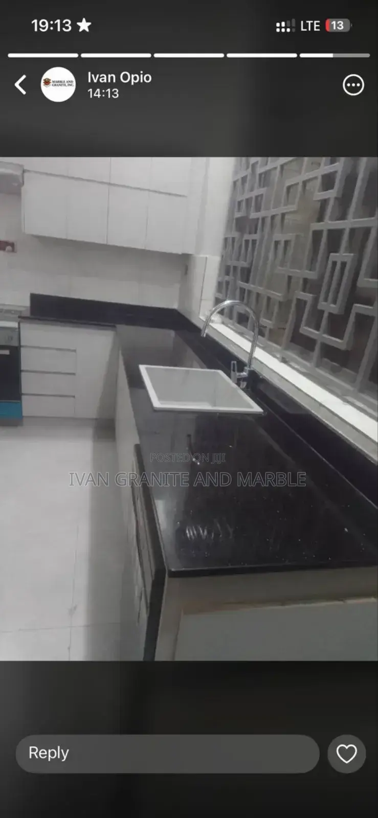 Elegant Black Granite Kitchen Countertop