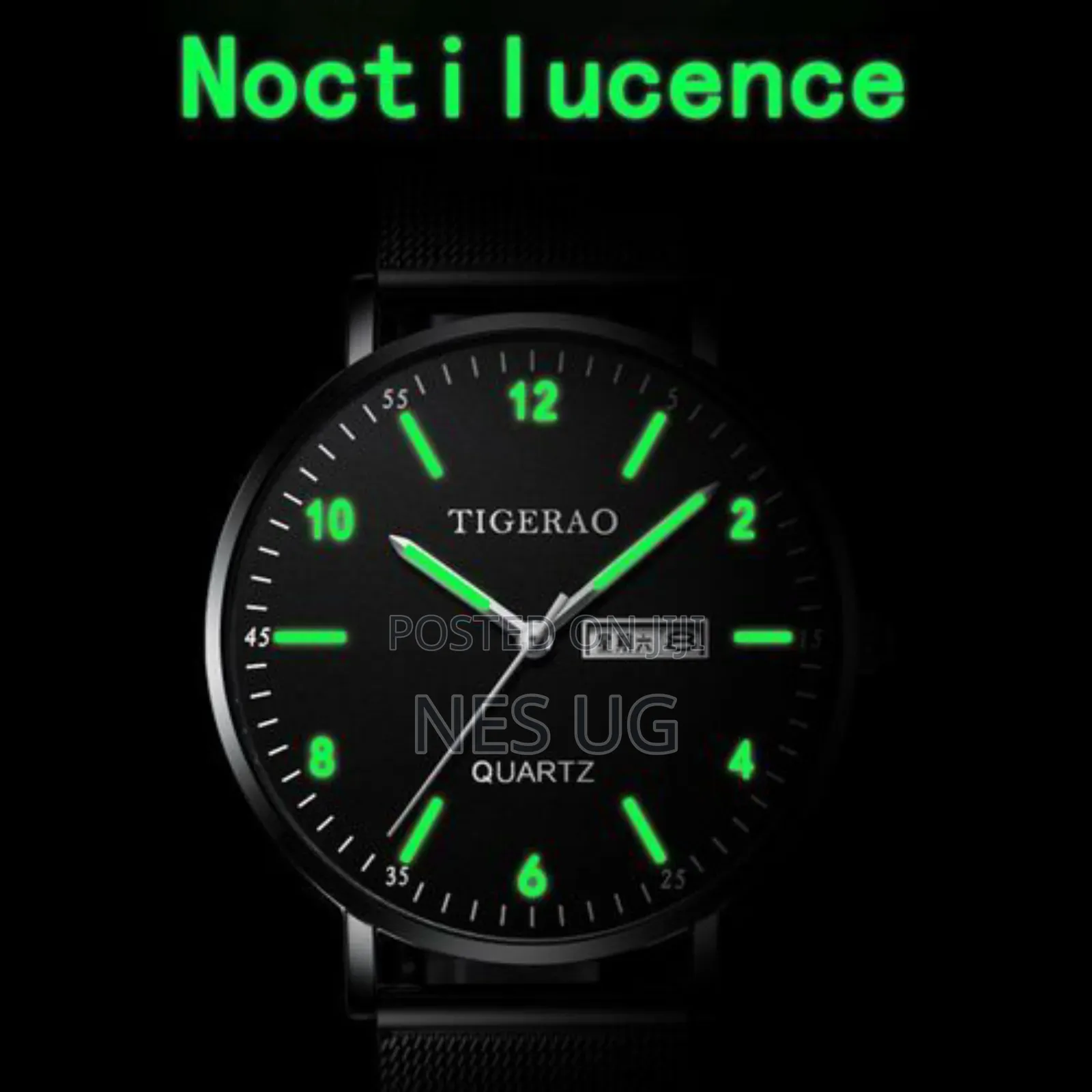 Men's Waterproof Dual Calendar Quartz Watch - Black