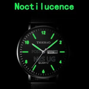 Men's Waterproof Dual Calendar Quartz Watch - Black
