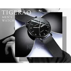 Men's Waterproof Dual Calendar Quartz Watch - Black