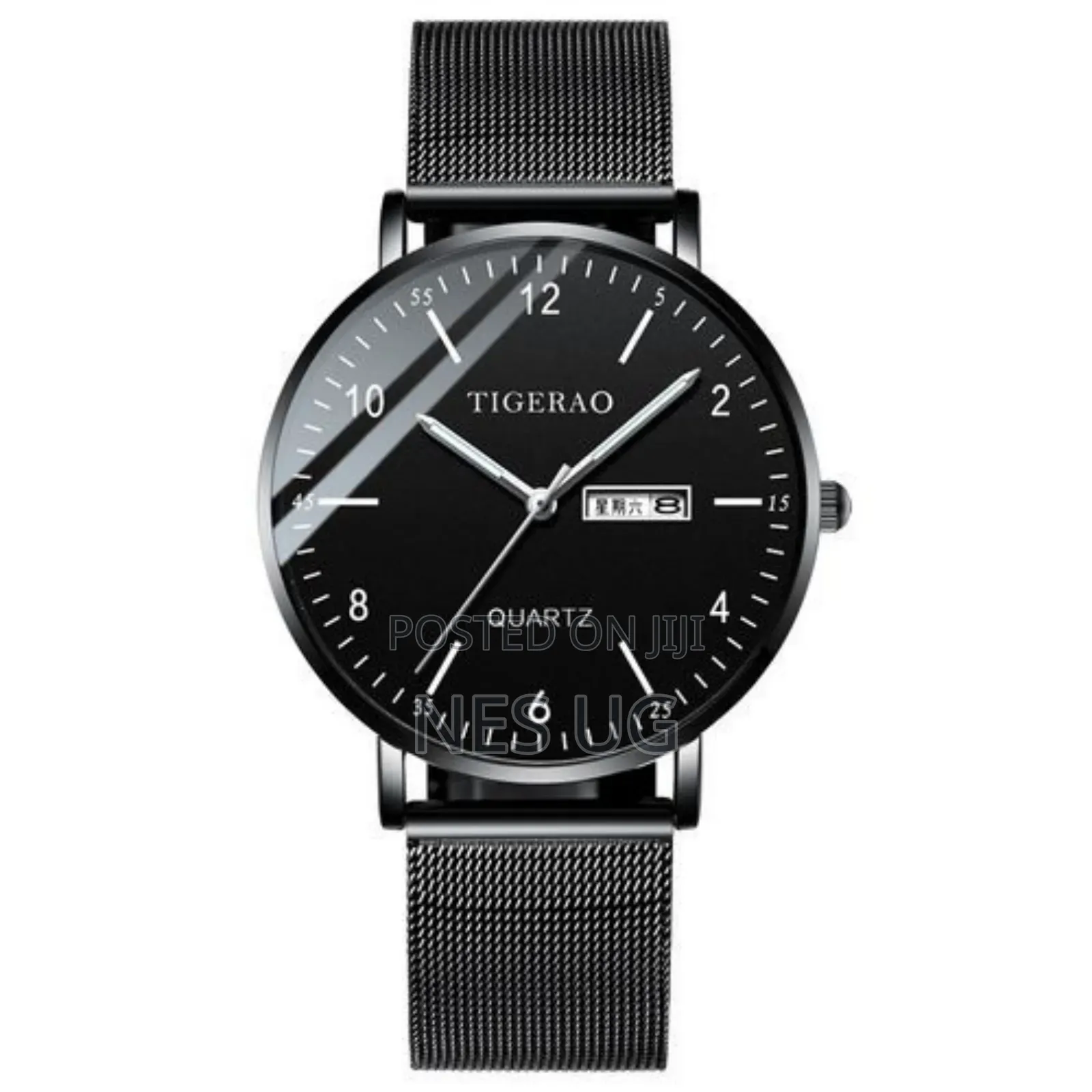 Men's Waterproof Dual Calendar Quartz Watch - Black