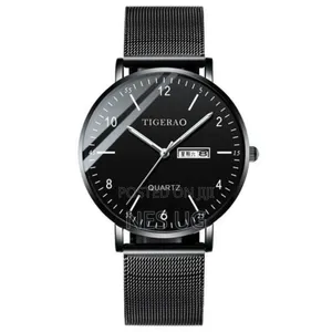 Men's Waterproof Dual Calendar Quartz Watch - Black
