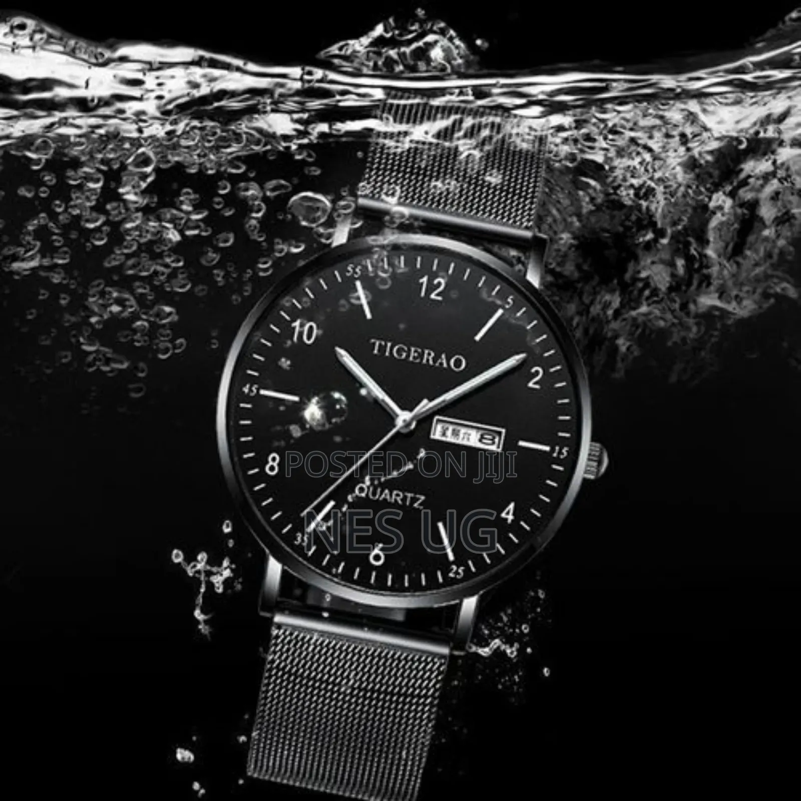 Men's Waterproof Dual Calendar Quartz Watch - Black