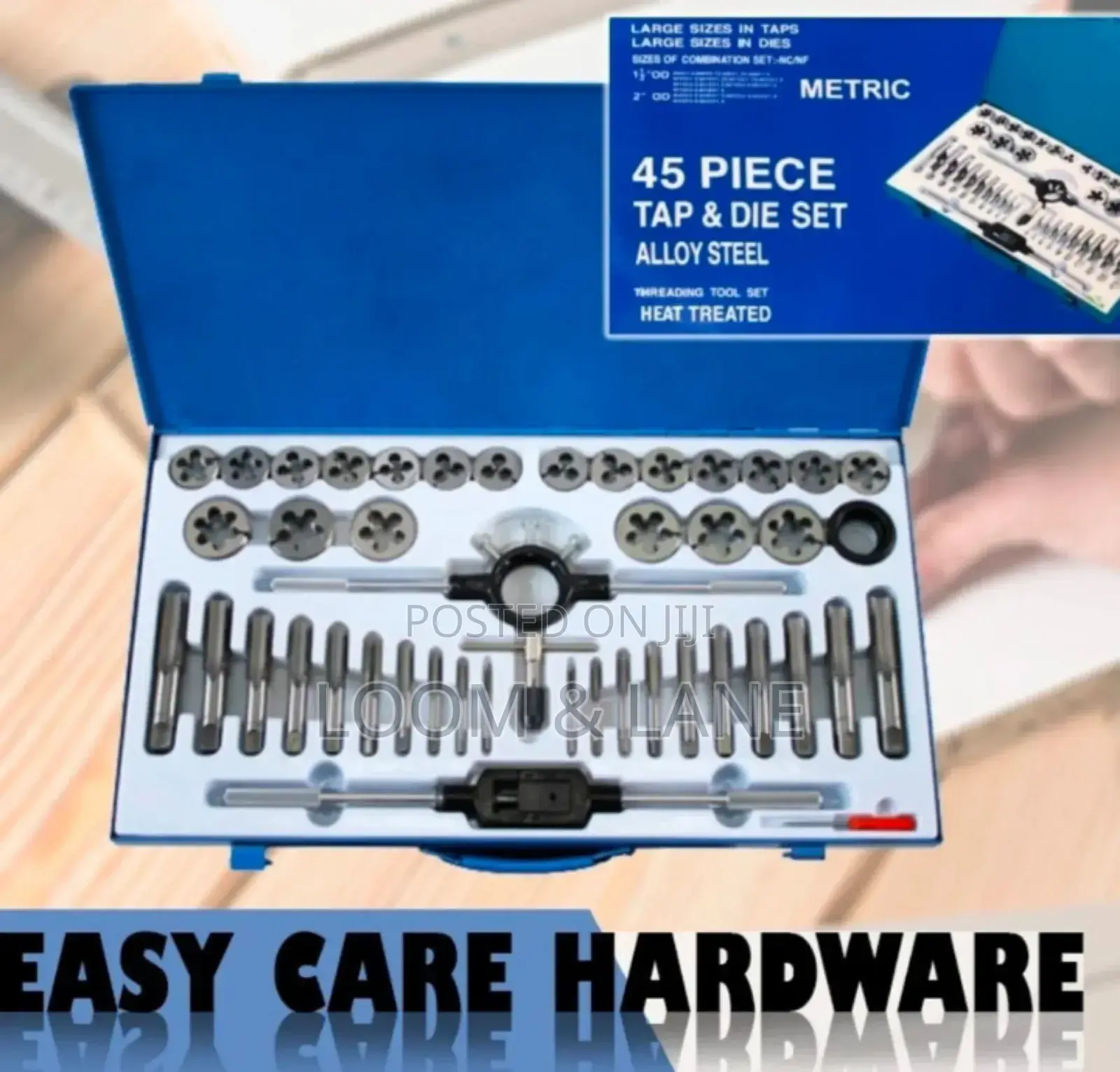 45-Piece Alloy Steel Tap and Die Threading Tool Set.