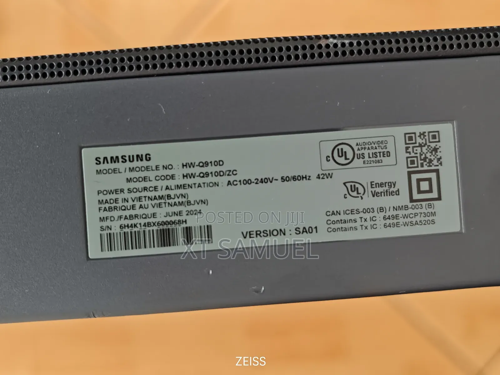 Samsung Hw-Q910d, 9.1.2 Ch Dolby Atmos Soundbar With 120hz Passthru