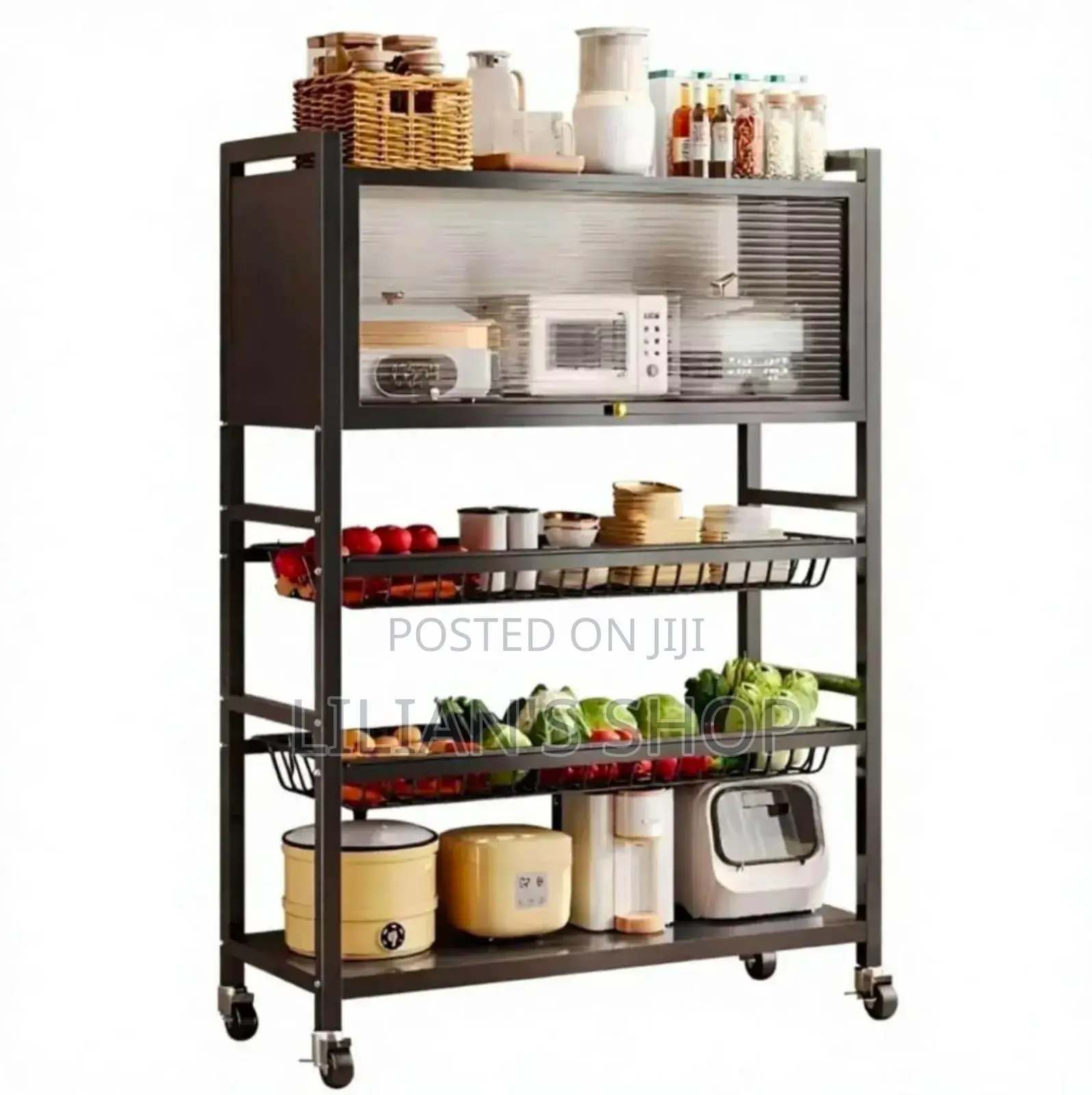 Multi-Tier Kitchen Pantry Storage Cabinet on Wheels