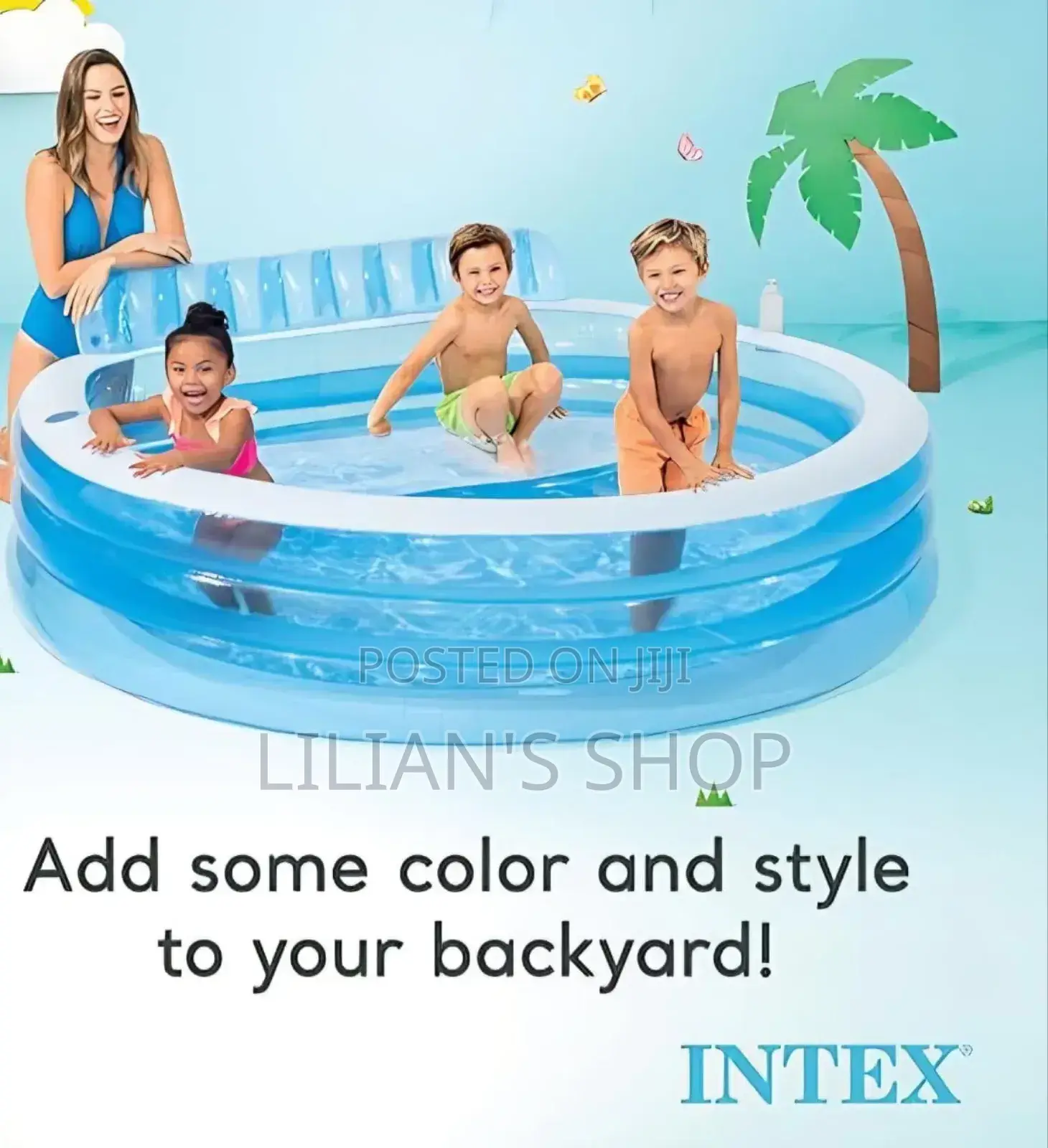 Intex Huge Inflatable Kids Blow Up Swim Center Family Lounge Pool