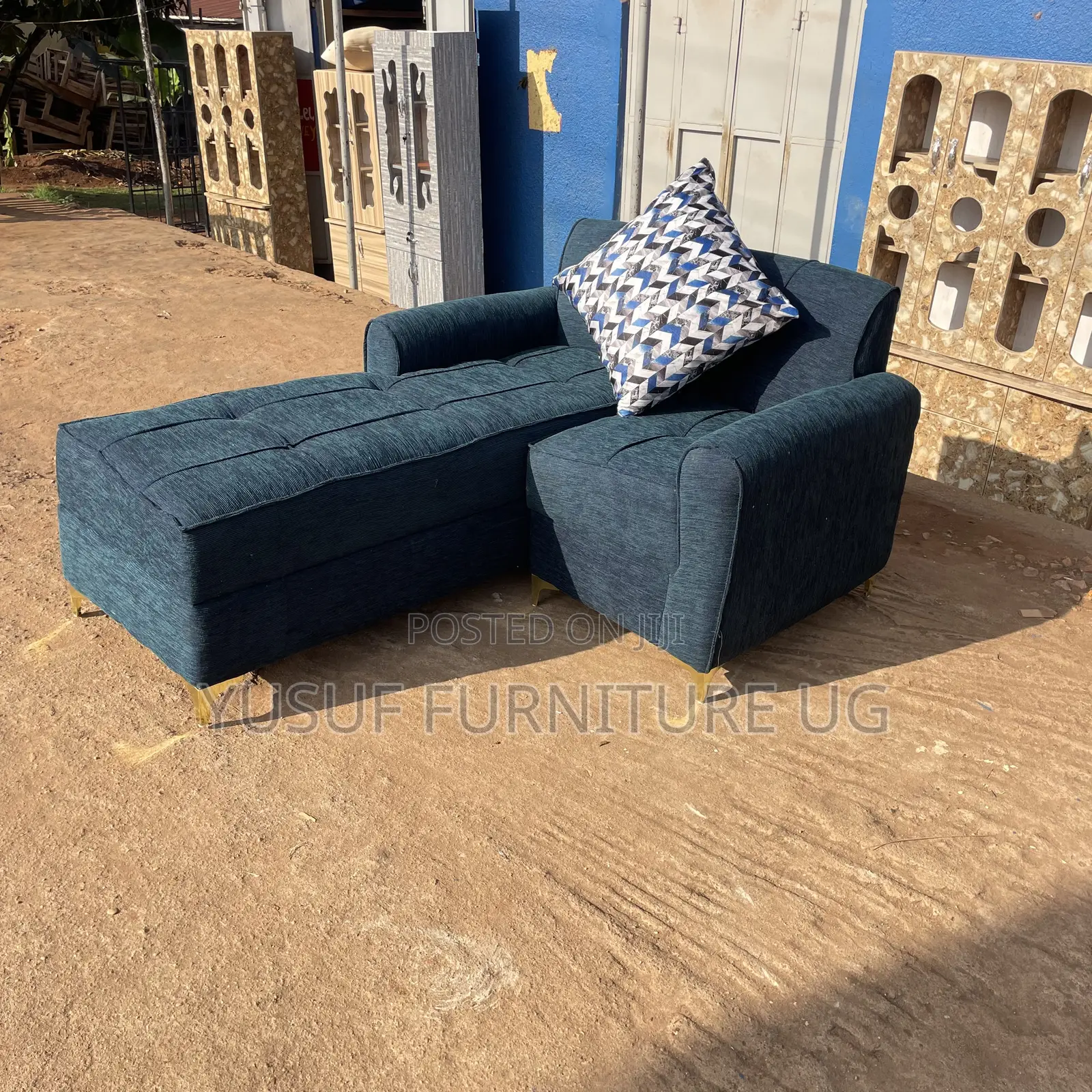 Green Sofa in L Shape