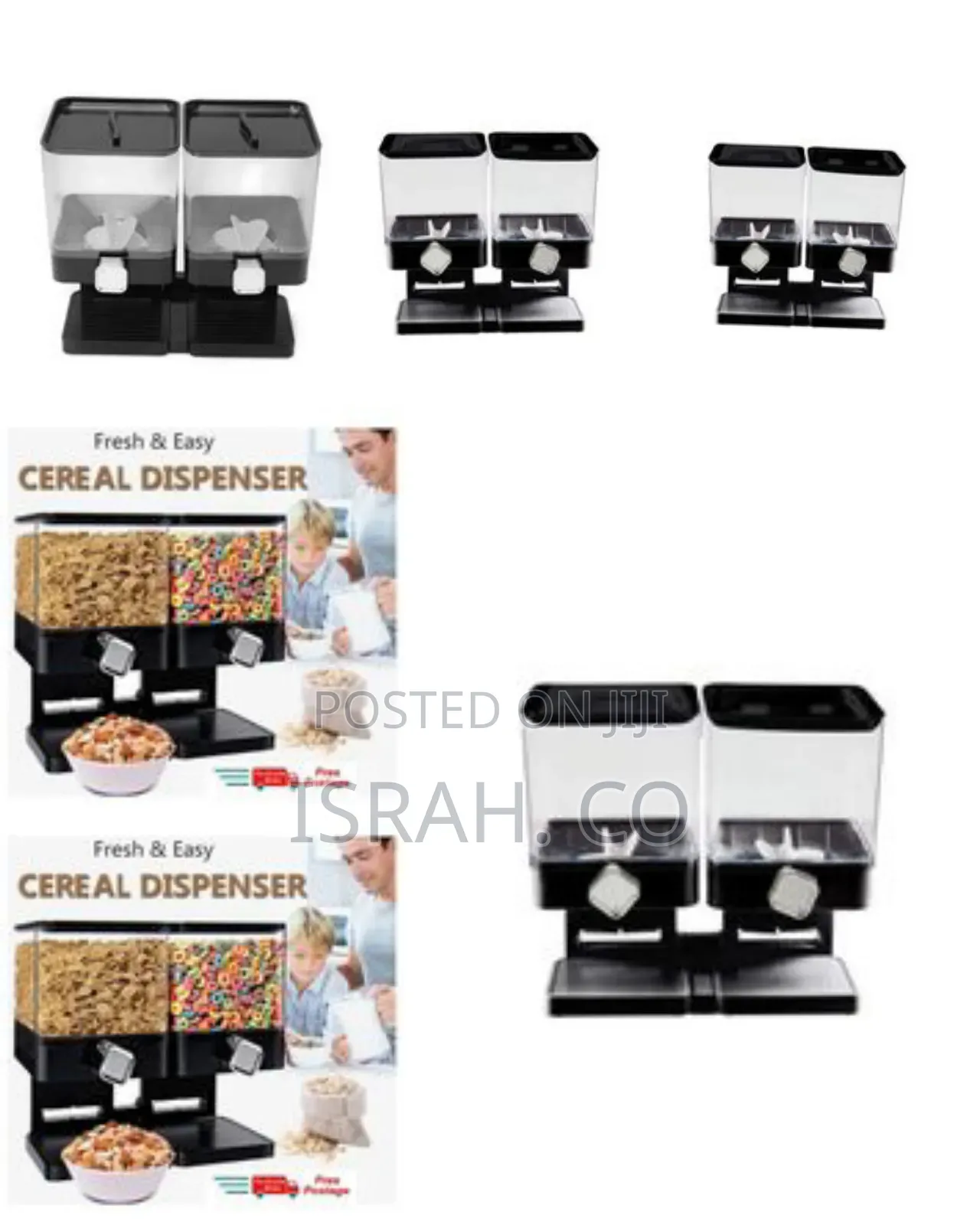 Square Double Kitchen Food Cereal Dispenser Storage Organizer