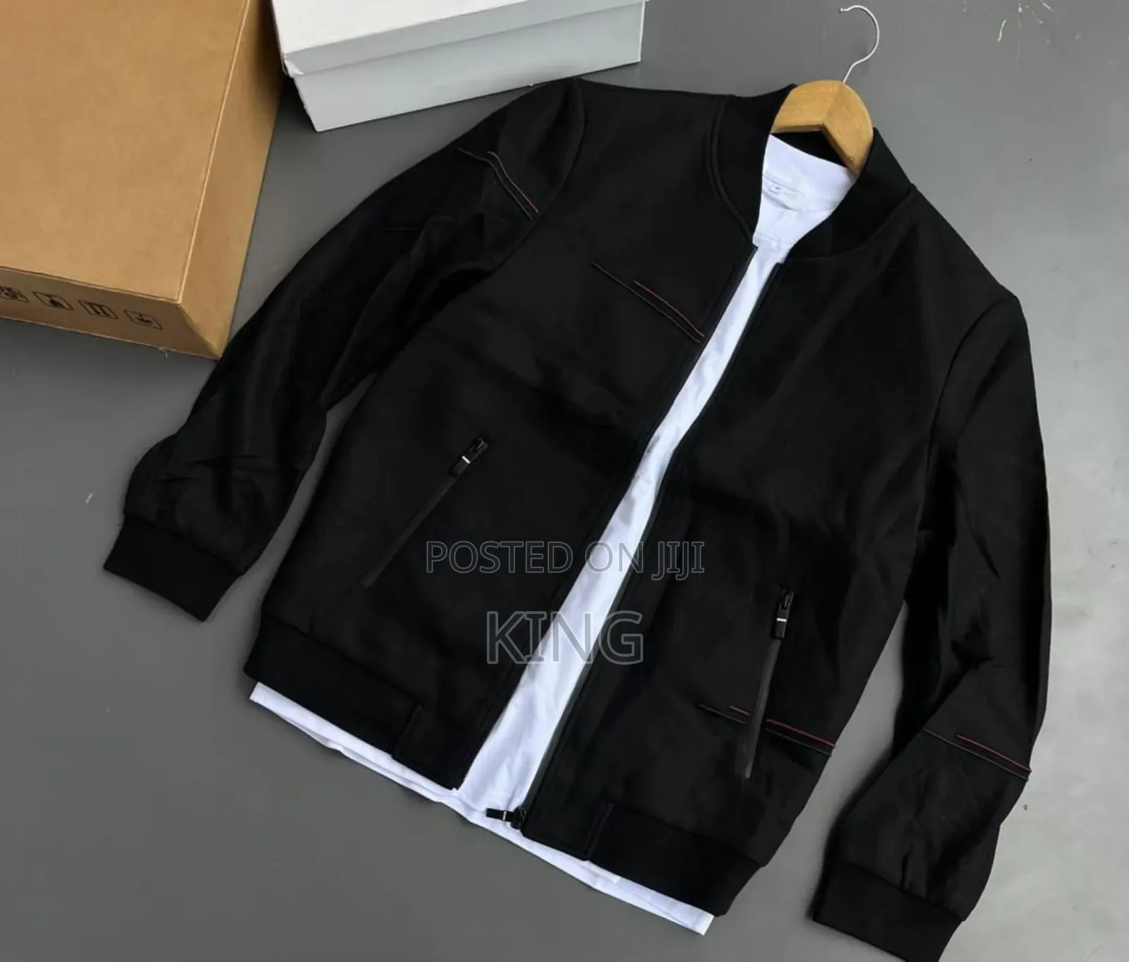 Black Men's Lightweight Casual Bomber Jacket