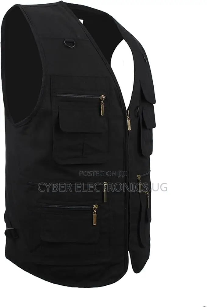 Men's Outdoor Sleeveless Jacket Vest With Many Pockets v-Neck Vest