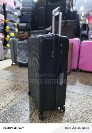Executive Rubber Plastic Suitcase. Large Size. Black Color