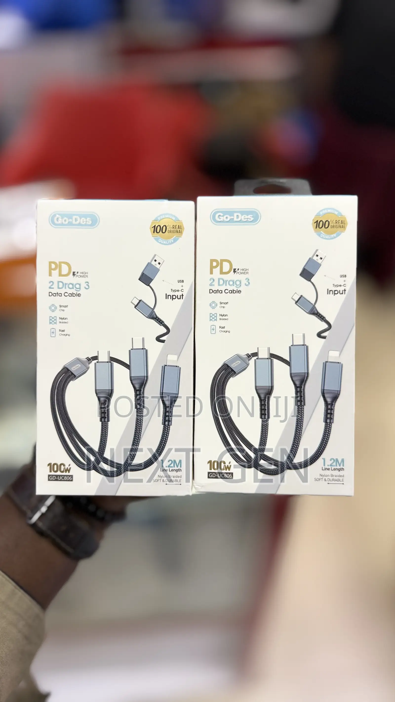 Go-Des Gd-Uc806 3-in-1 Fast Charging Cable. Power Output:100w