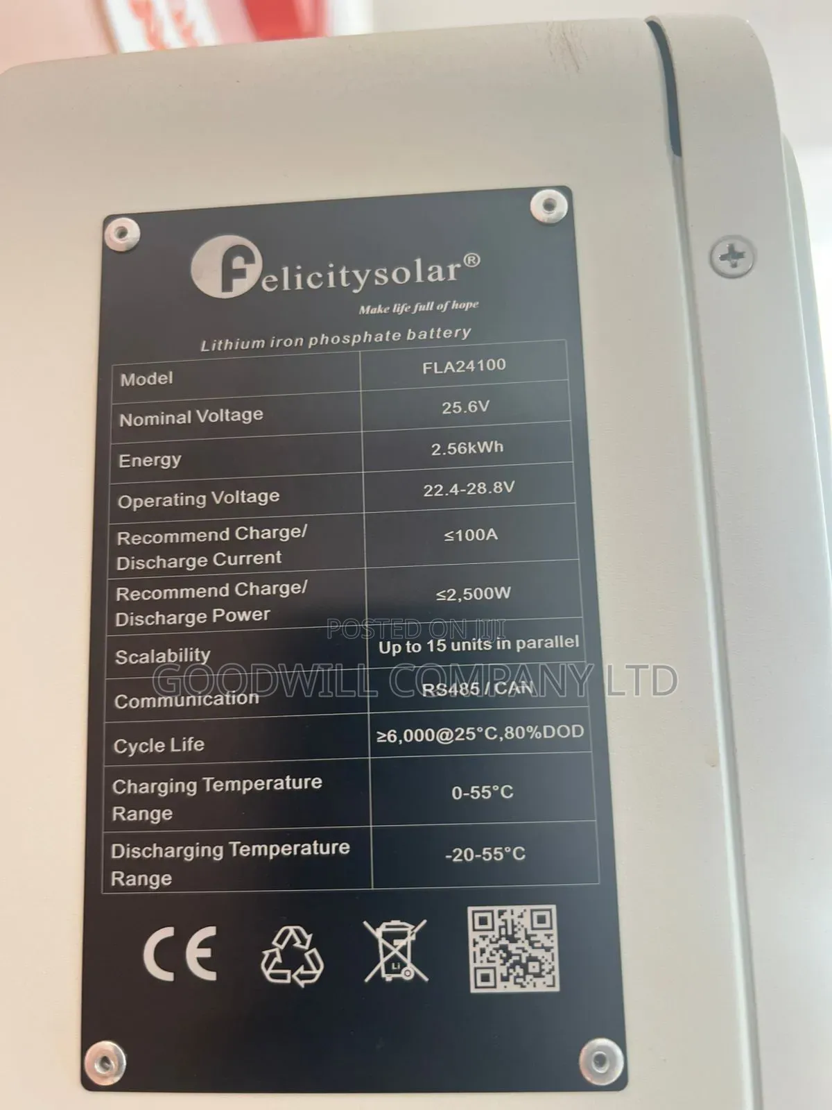 2.5kwh/24 100ah Felicity Lithium Battery Green Energy
