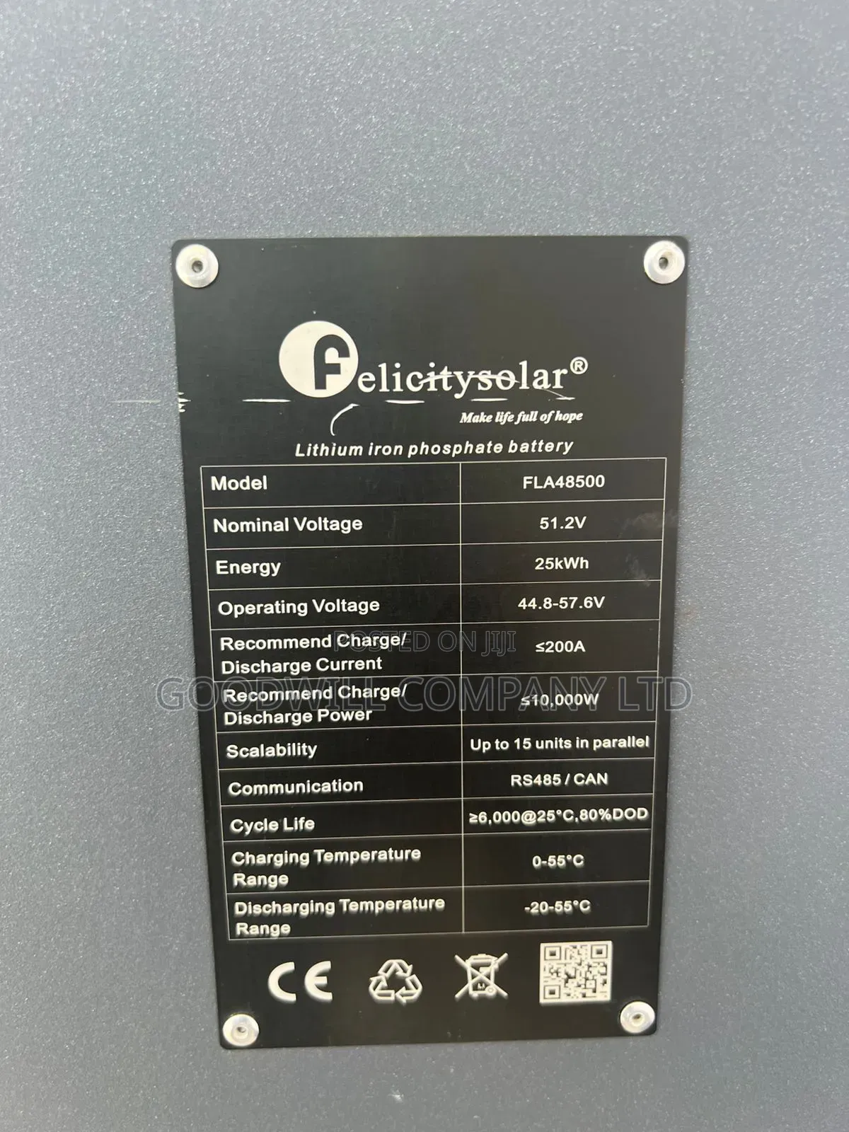 25kwh/48v 500ah Felicity Lithium Battery Green Energy