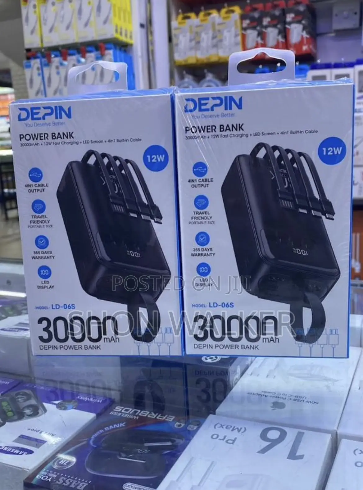 Premium Depin 30000mah Power Bank // Built in Cables // Safe Charging