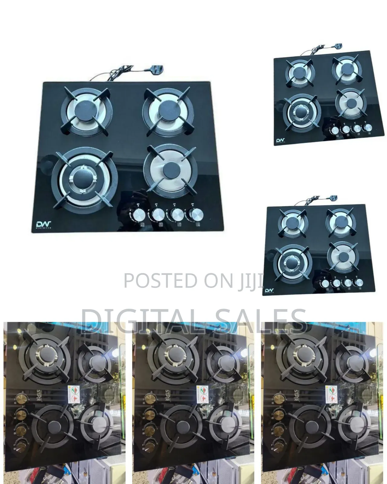 Sleek Tempered Glass 4-Burner Built-in Gas Hob