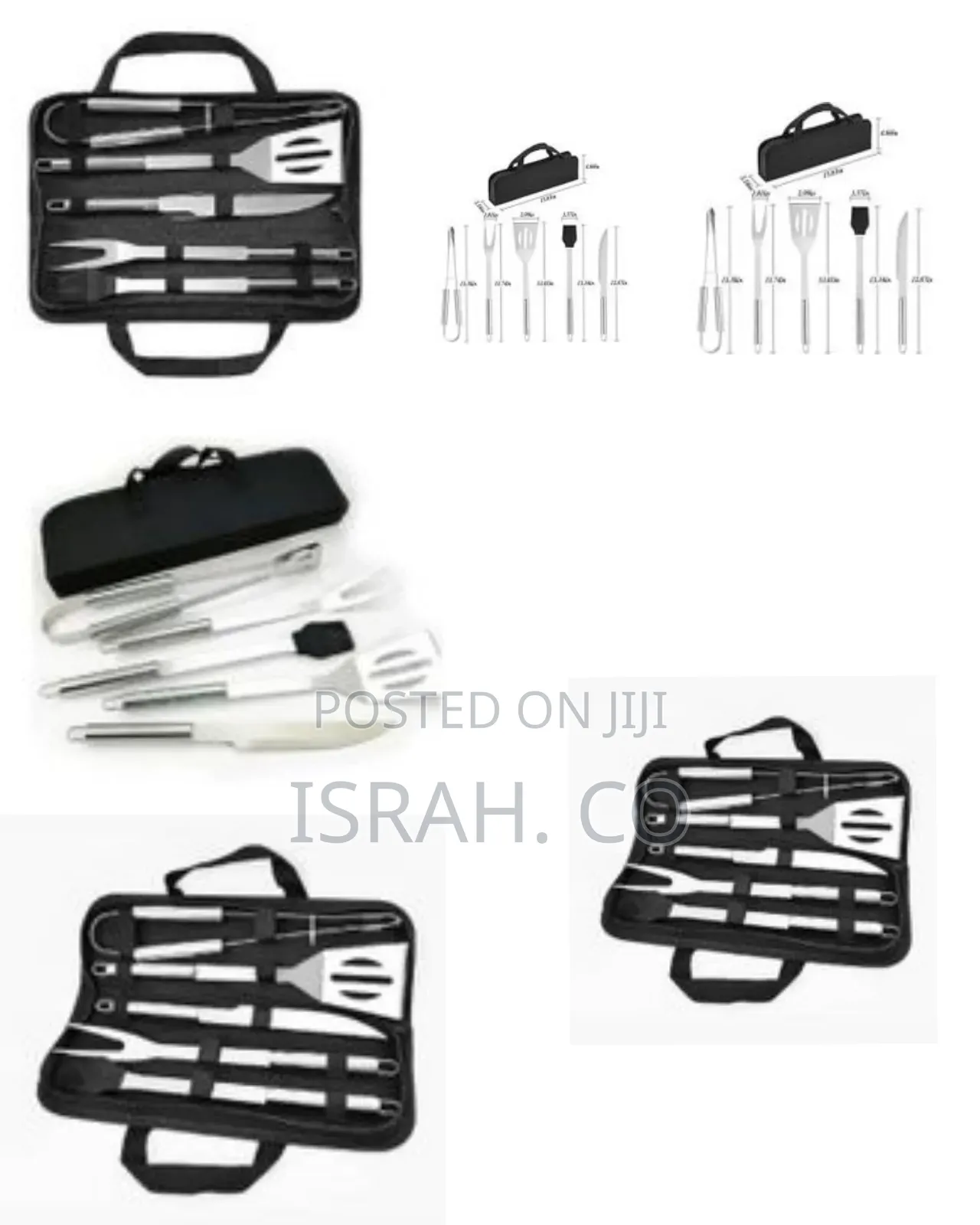 Stainless Steel BBQ Grill Tool Kit 5 PCS Set : Tong, Meat Fork