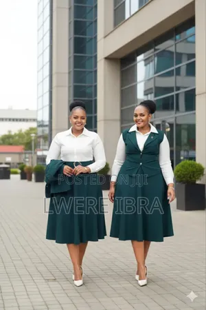 Green Three Piece Office Dresses