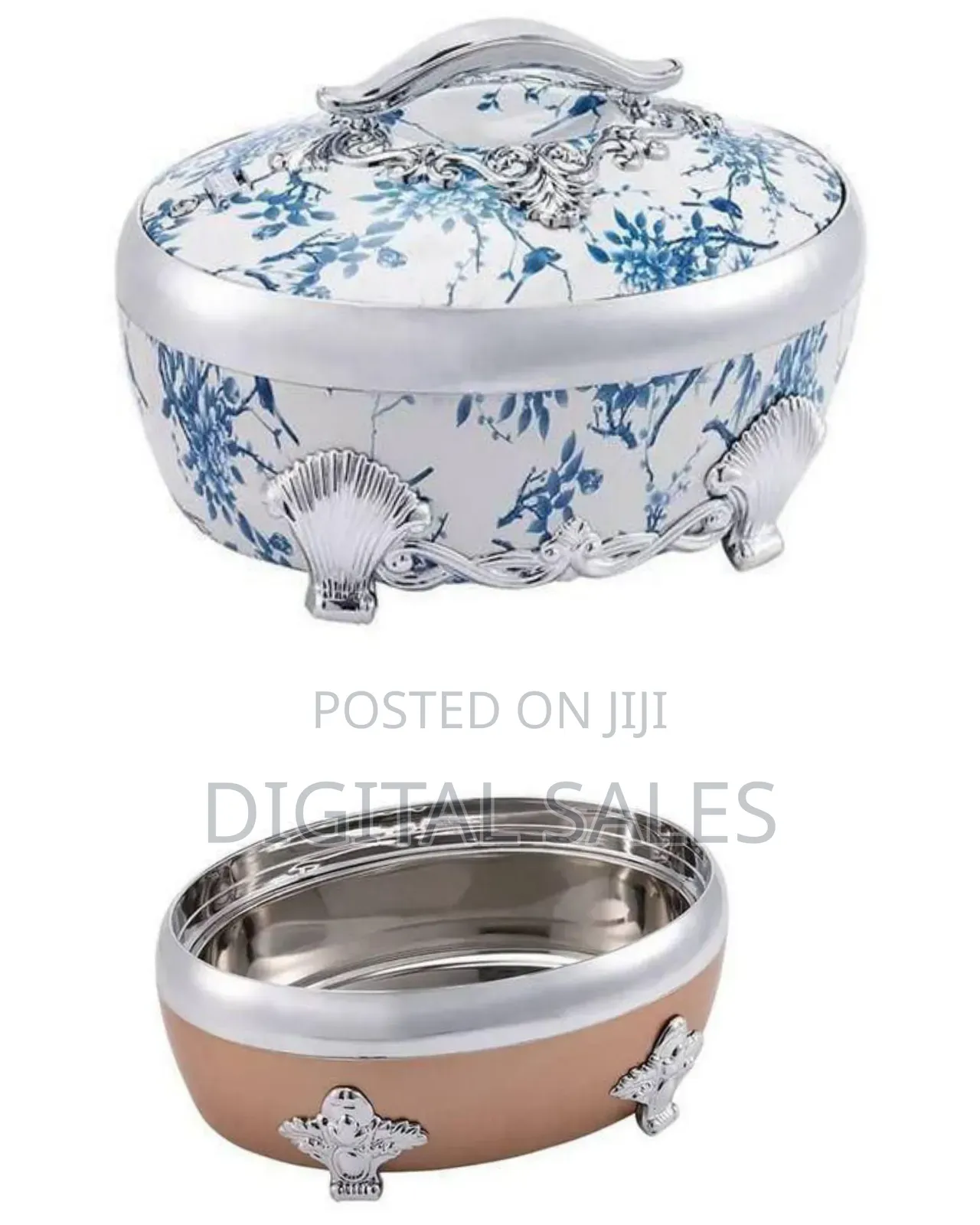Ornate Insulated Food Warmer Casserole With Metallic Accents