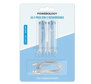 Powerology Aa Usb-c Rechargeable Batteries (2-pack)