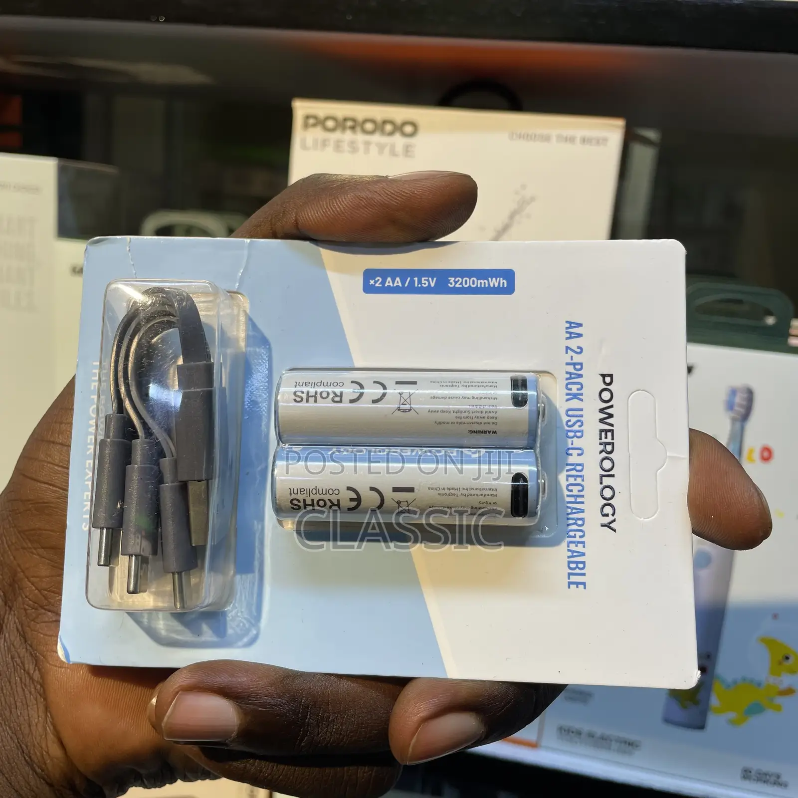 Powerology Aa Usb-c Rechargeable Batteries (2-pack)