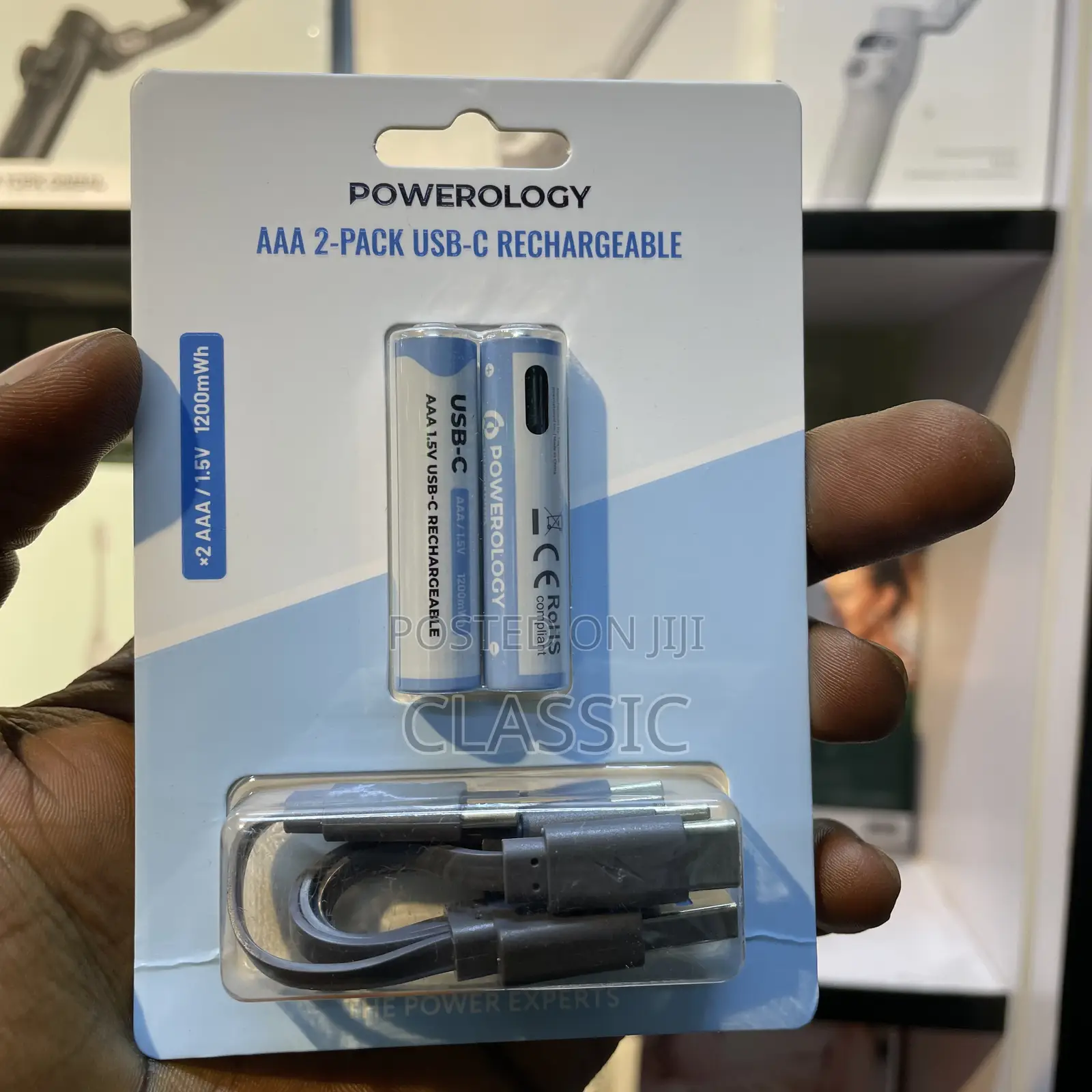 Powerology Aaa USB-C Rechargeable Batteries (2-Pack)