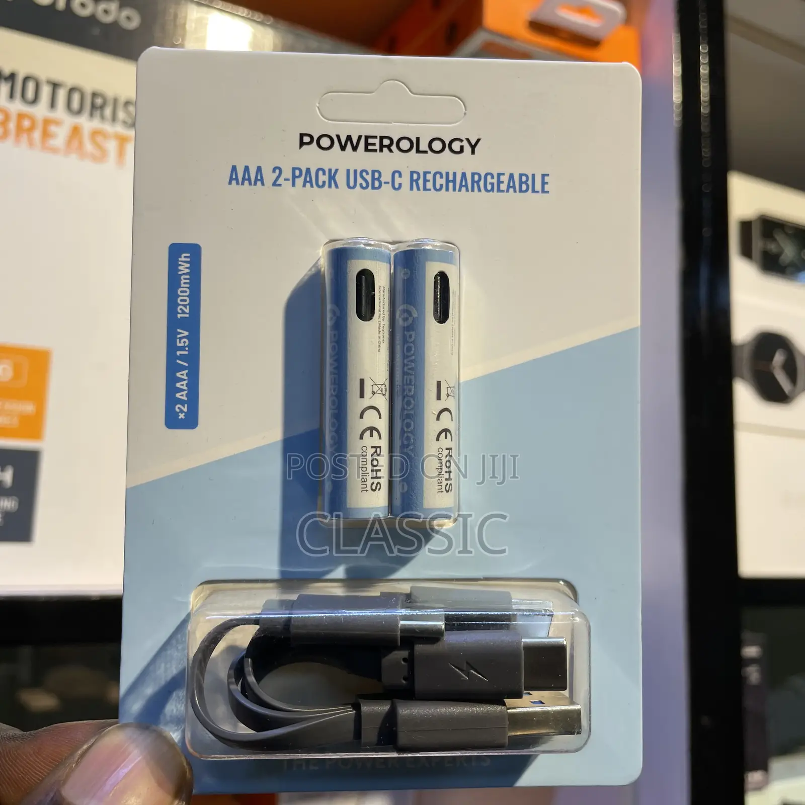 Powerology Aaa USB-C Rechargeable Batteries (2-Pack)