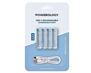 Powerology Type-C Rechargeable Lithium-Ion Aaa Battery